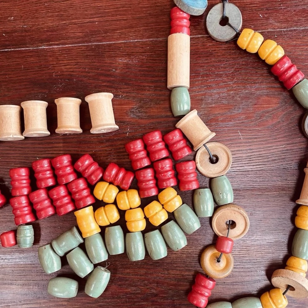Red and Yellow Building Blocks Set with Cylindrical Shapes